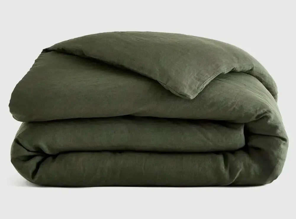 Quince European Linen Duvet Cover Full/Queen Pine Green 100% Linen NWOT